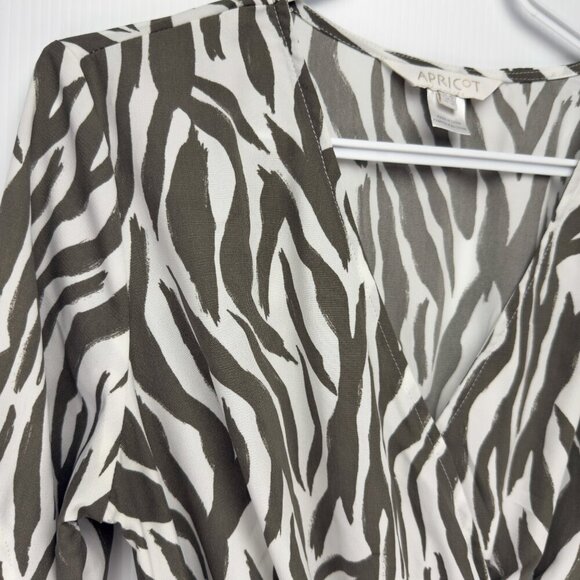 APRICOT Transitionnal Zebra Print Flowy Ruffles Midi Maxi White Green Dress‎ S - Picture 6 of 11